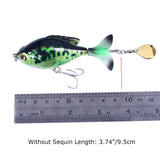 3.74" Topwater Fishing Lure with Rotating Tail and Sequin HERCULES