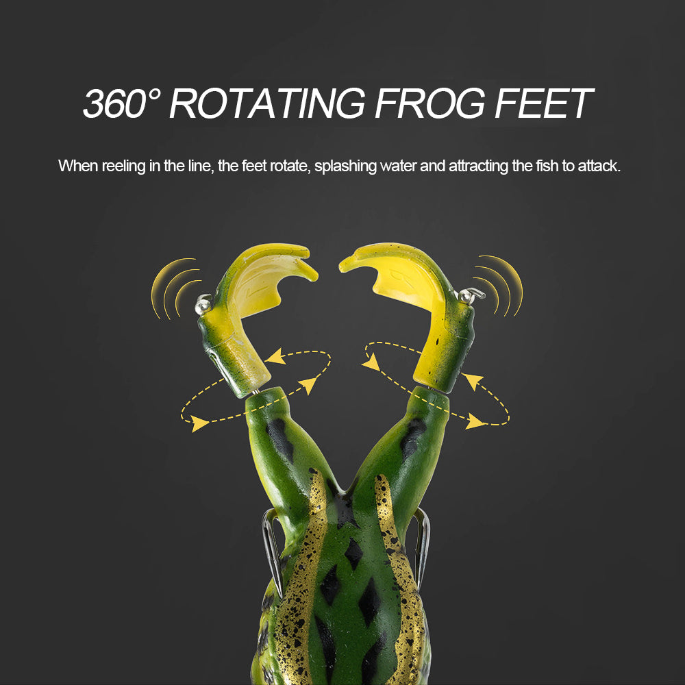 HERCULES Topwater Frog Soft Lures with Rotating Flippers HERCULES