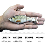 HERCULES 4.5" Multi Jointed Swimbaits Fishing Lure HERCULES