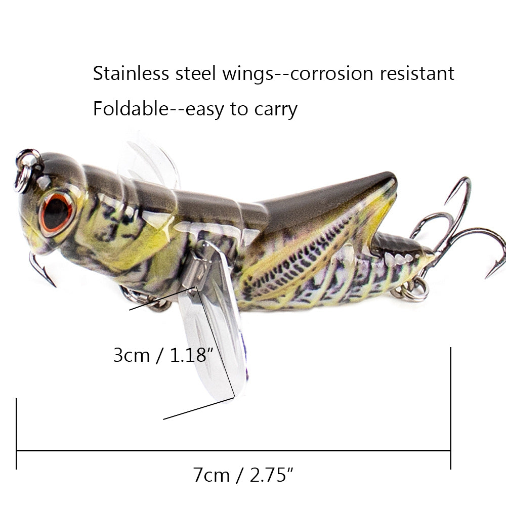 Topwater Grasshopper Lure with Foldable Wings Floating Crawler Bait HERCULES
