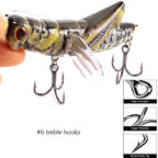Topwater Grasshopper Lure with Foldable Wings Floating Crawler Bait HERCULES
