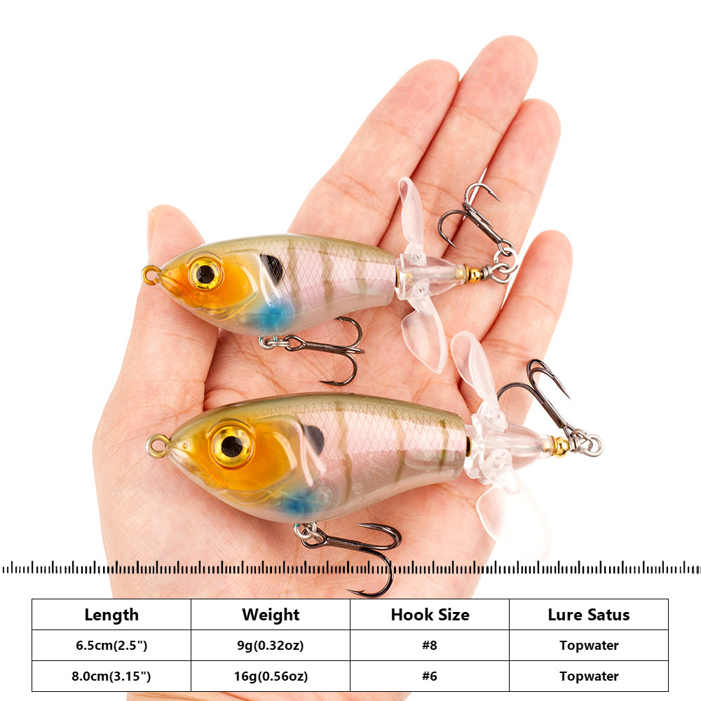 HERCULES Topwater Fishing Lures with Double Floating Rotating Tails HERCULES