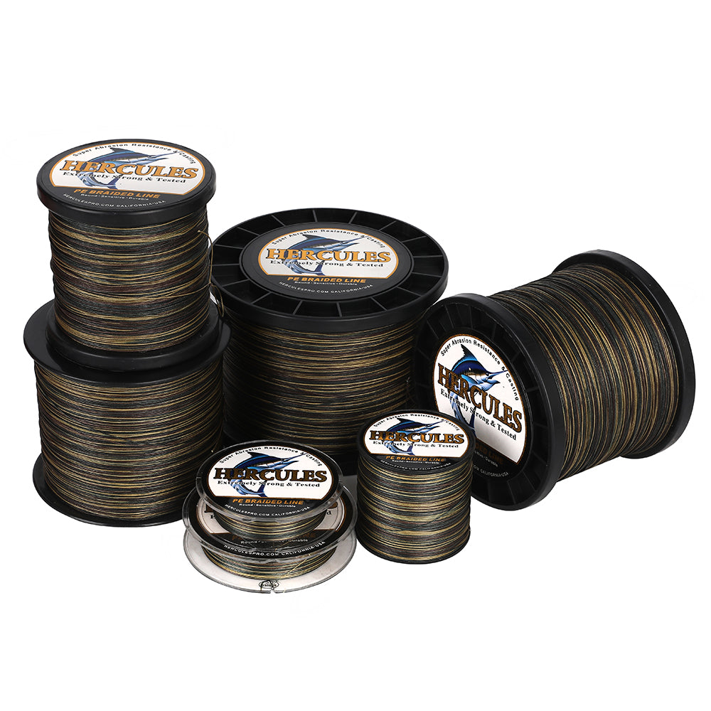 HERCULES Camouflage 12 Strands 10lb-420lb PE Braided Fishing Line 100M-2000M HERCULES