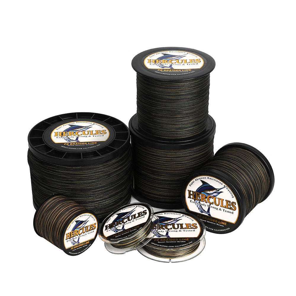 HERCULES 100M-2000M Camouflage 6lb-100lb PE Braided Fishing Line 4 Strands HERCULES