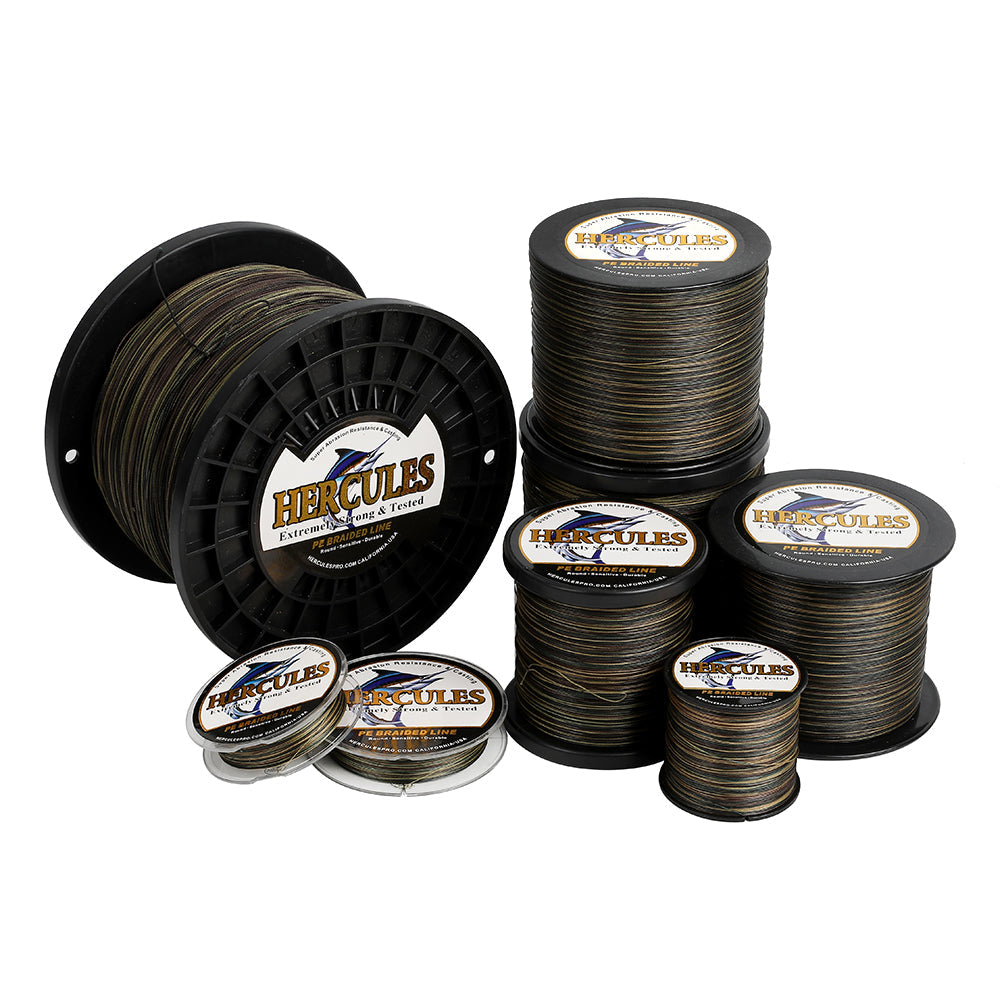 HERCULES 100M-2000M Camouflage 10lb-300lb PE Braided Fishing Line 8 Strands HERCULES