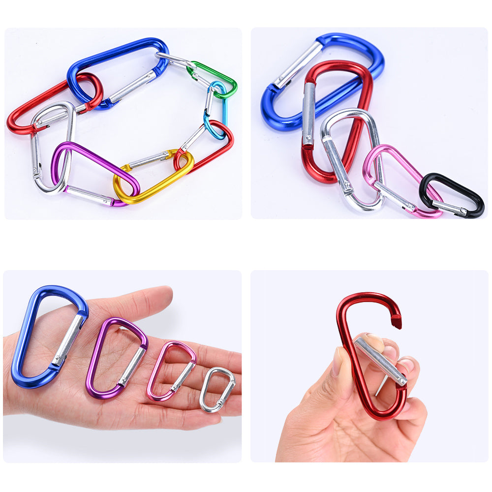 D-Ring Carabiner Clips Aluminum Alloy Gear Hooks Pack of 10 HERCULES