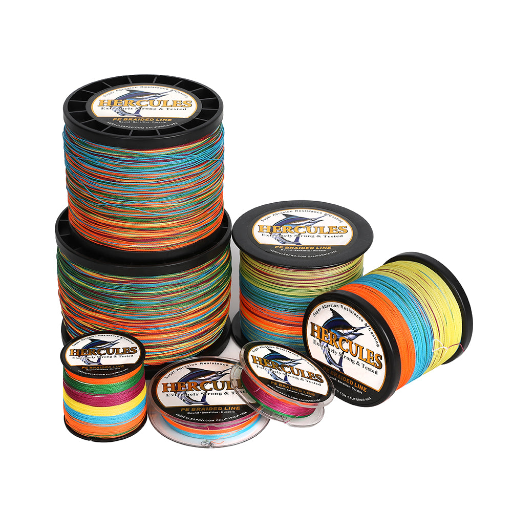 HERCULES 100M-2000M Multicolor 6lb-100lb PE Braided Fishing Line 4 Strands HERCULES