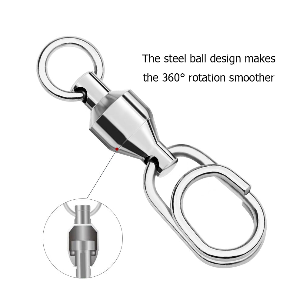 Fishing Ball Bearing Swivel with Oval Snap Pack of 10 HERCULES