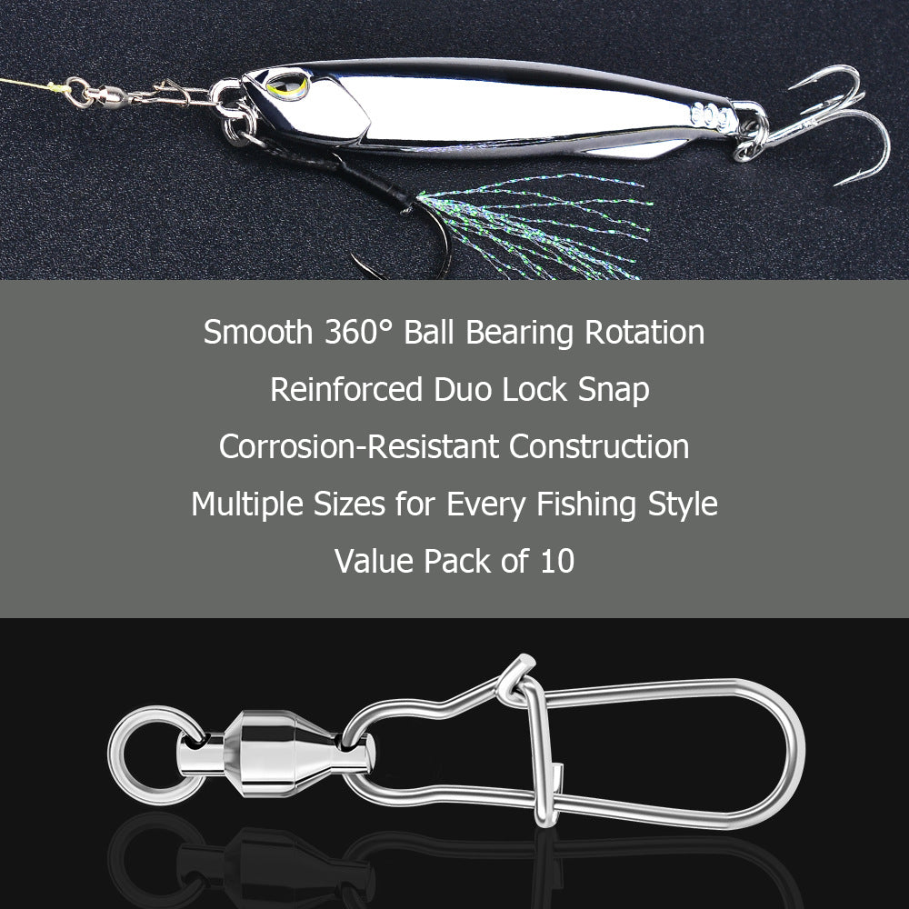 Ball Bearing Swivel with Reinforced Duo Lock Snap Pack of 10 HERCULES