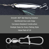 Ball Bearing Swivel with Reinforced Duo Lock Snap Pack of 10 HERCULES