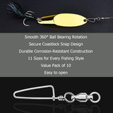 Fishing Ball Bearing Swivels with Coastlock Snaps Pack of 10 HERCULES