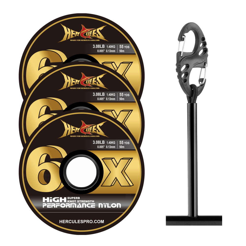 HERCULES Fly Fishing Tippet Pack of 3 with Fly Tippet holder 55 Yards HERCULES