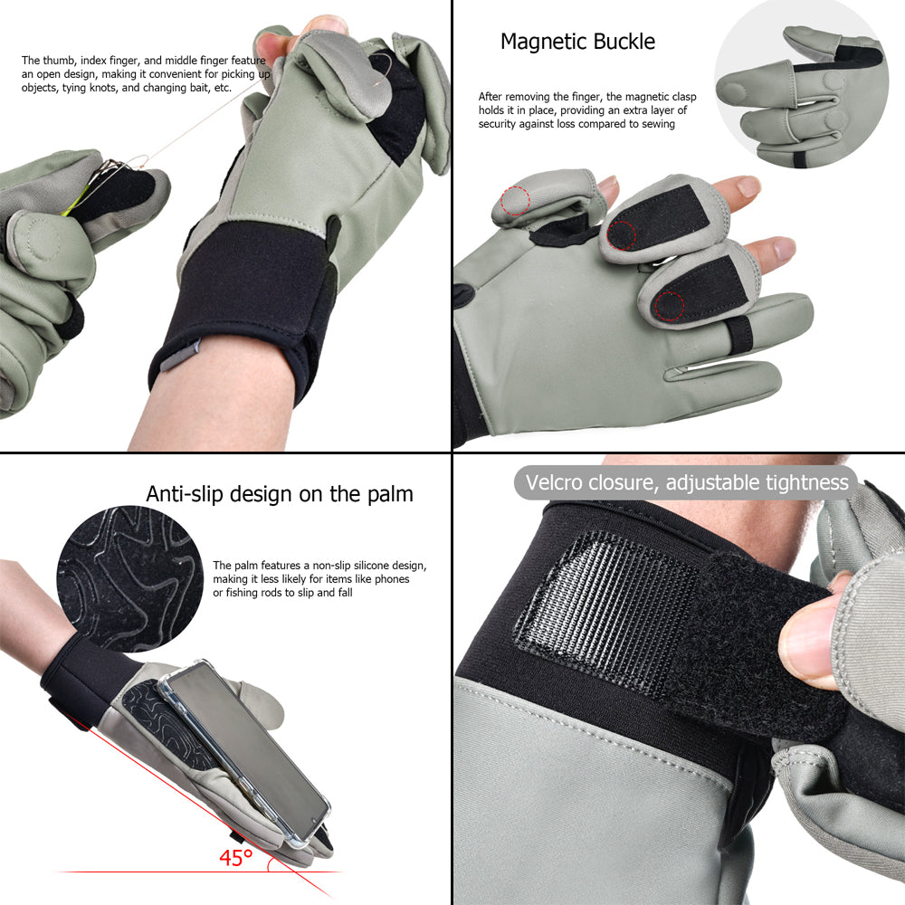 Winter Fishing Gloves with Magnetic Fingertips & Anti-Slip Palm HERCULES