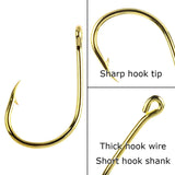 Barbed Iseni Fishing Hooks – Gold/Black, 100/500PCS