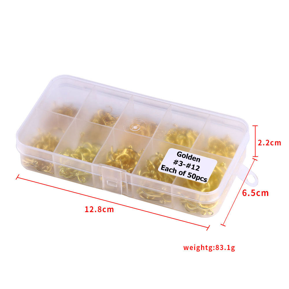 Barbed Iseni Fishing Hooks – Gold/Black, 100/500PCS