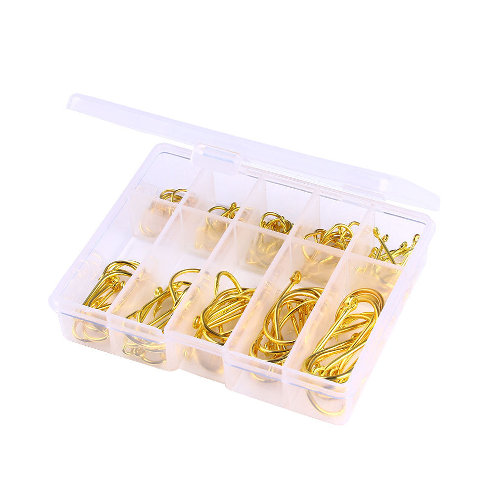 Barbed Iseni Fishing Hooks – Gold/Black, 100/500PCS