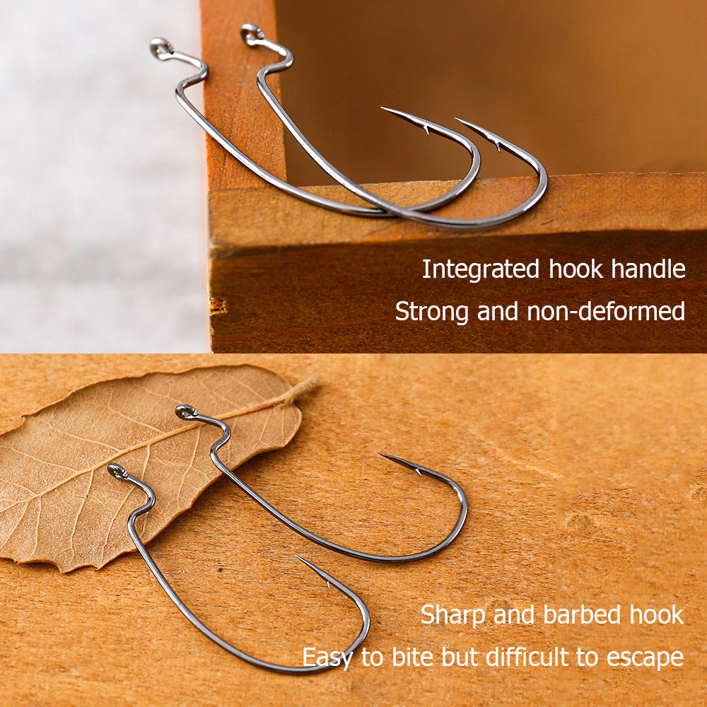 easy connect fishing hooks EWG Worm Hooks with Holes 50pcs Soft Bait Fishing Hooks – Hercules Fishing Tackle
