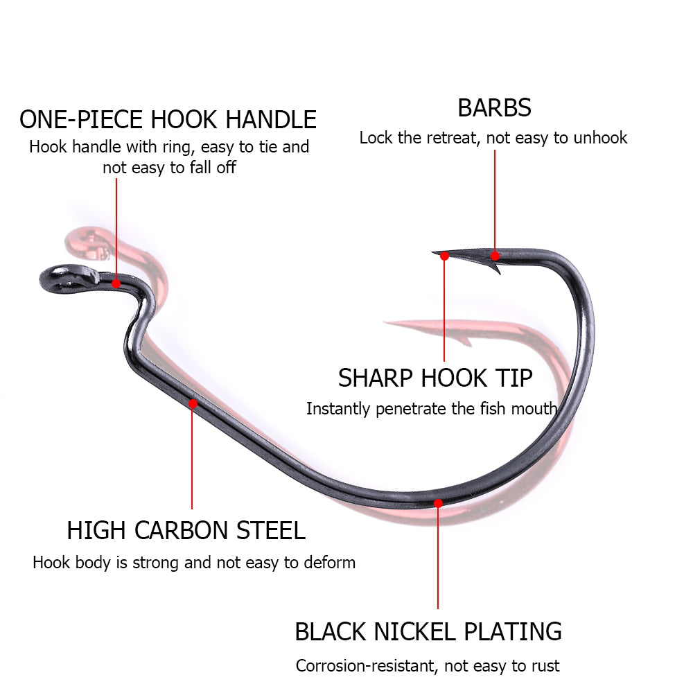 EWG Worm Hooks with Holes 50pcs Soft Bait Fishing Hooks Hercules Fishing Tackle EWG Worm Hooks with Holes 50pcs Soft Bait Fishing Hooks Hercules Fishing Tackle