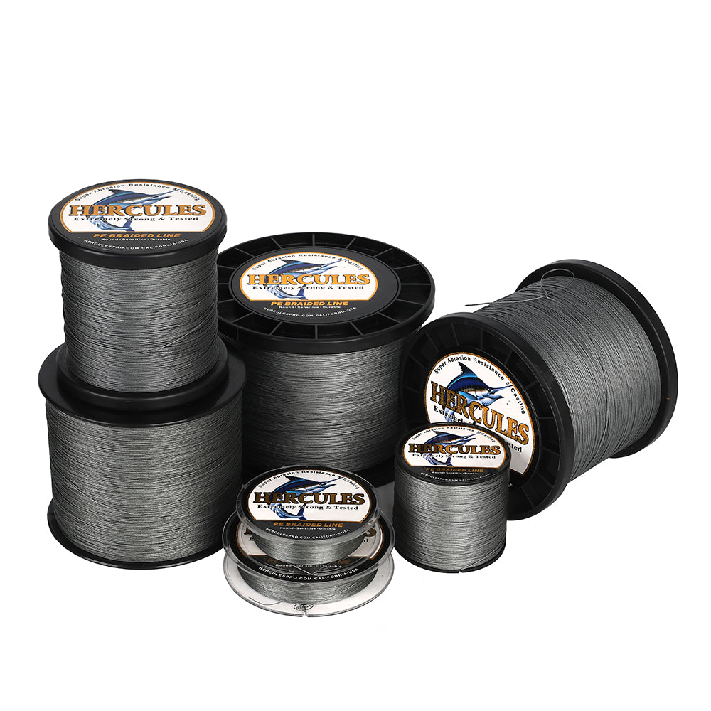 HERCULES Grey 12 Strands 10lb-420lb PE Braided Fishing Line 100M-2000M HERCULES