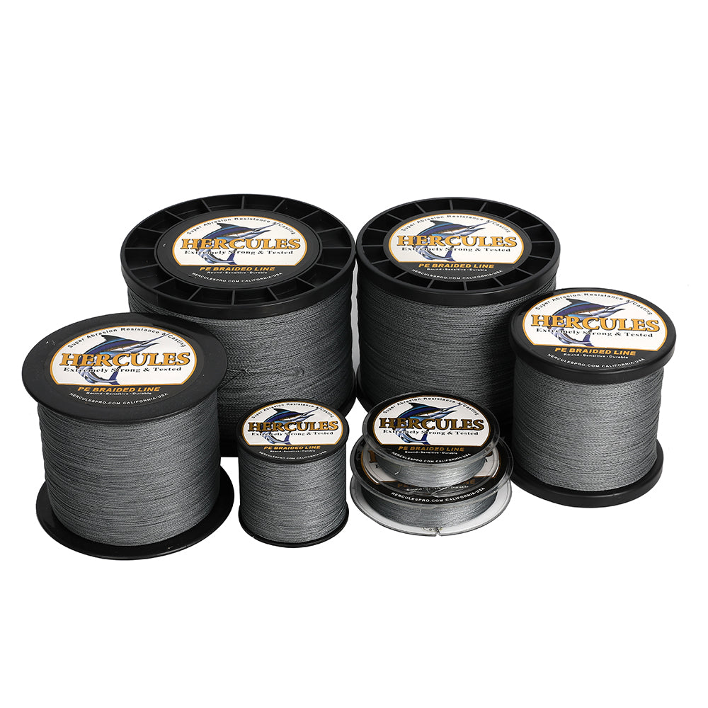 HERCULES 100M-2000M Grey 6lb-100lb PE Braided Fishing Line 4 Strands HERCULES