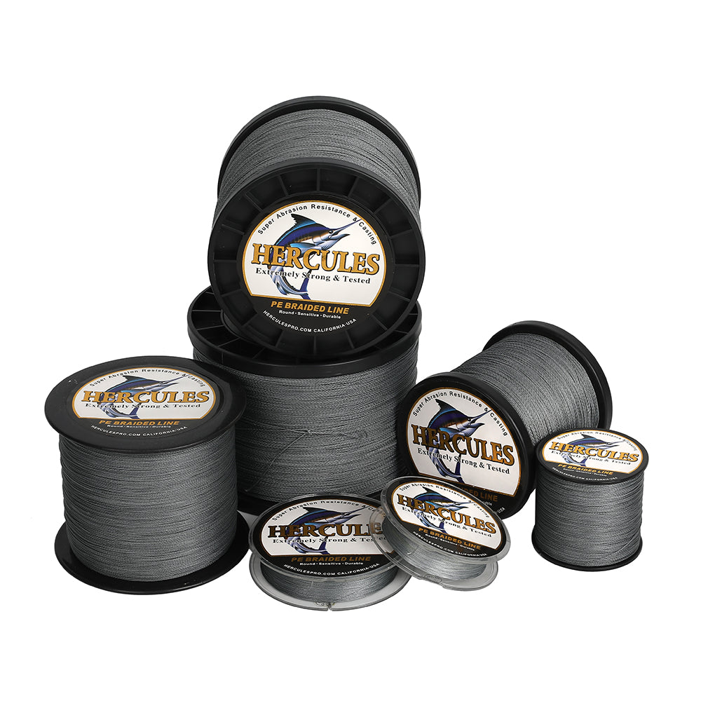 HERCULES 100M-2000M Grey 6lb-100lb PE Braided Fishing Line 4 Strands HERCULES