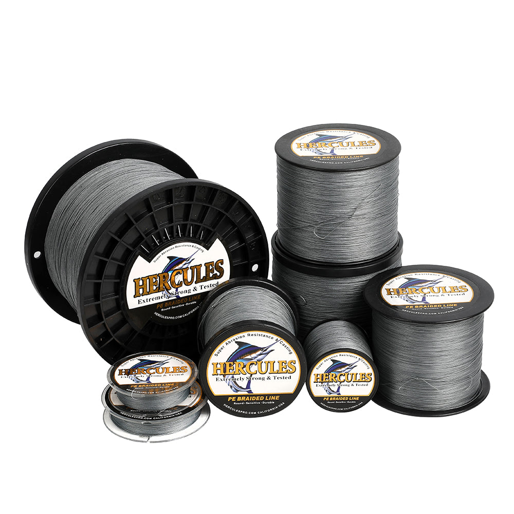 HERCULES 100M-2000M Grey 10lb-300lb PE Braided Fishing Line 8 Strands HERCULES