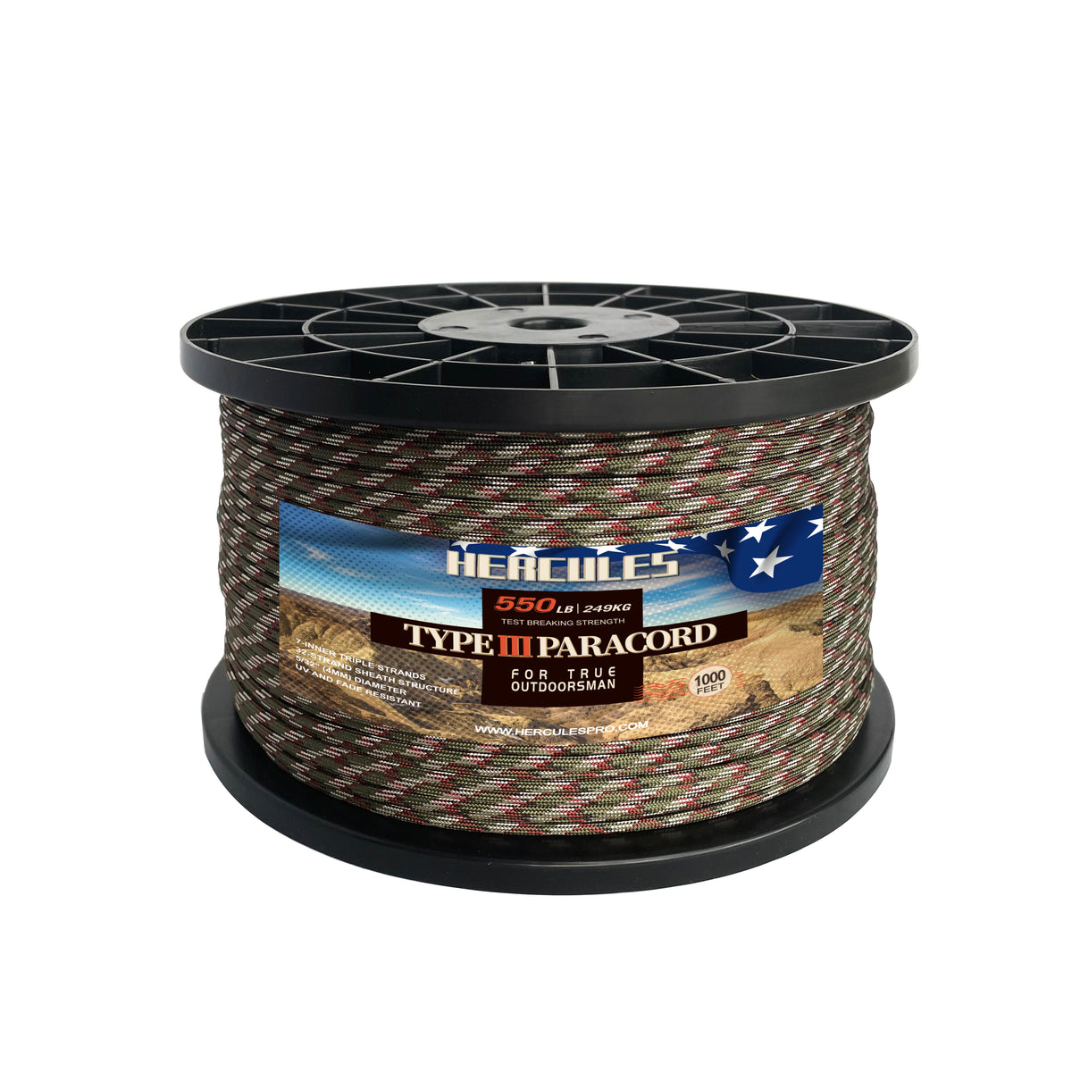 HERCULES 1000FT 550 Paracord Rope Heavy Duty Parachute Cord Utility Cord HERCULES