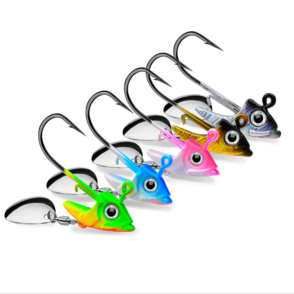 Spinner Jig Head with Paddle Tail & Soft Swimbait 5pcs HERCULES
