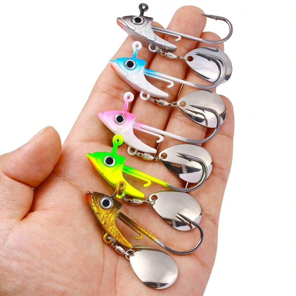 Spinner Jig Head with Paddle Tail & Soft Swimbait 5pcs HERCULES
