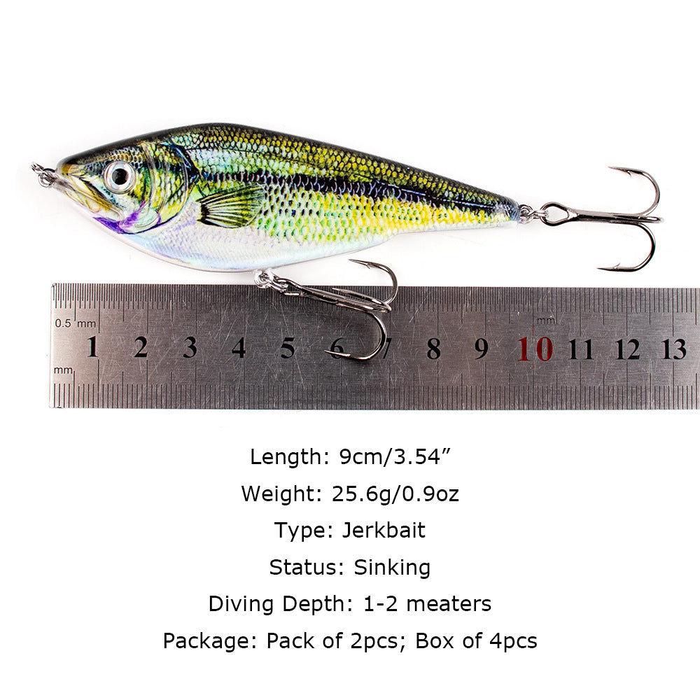 3.54" Jerkbait Fishing Lure Hard Bait with Rattling Steel Balls HERCULES