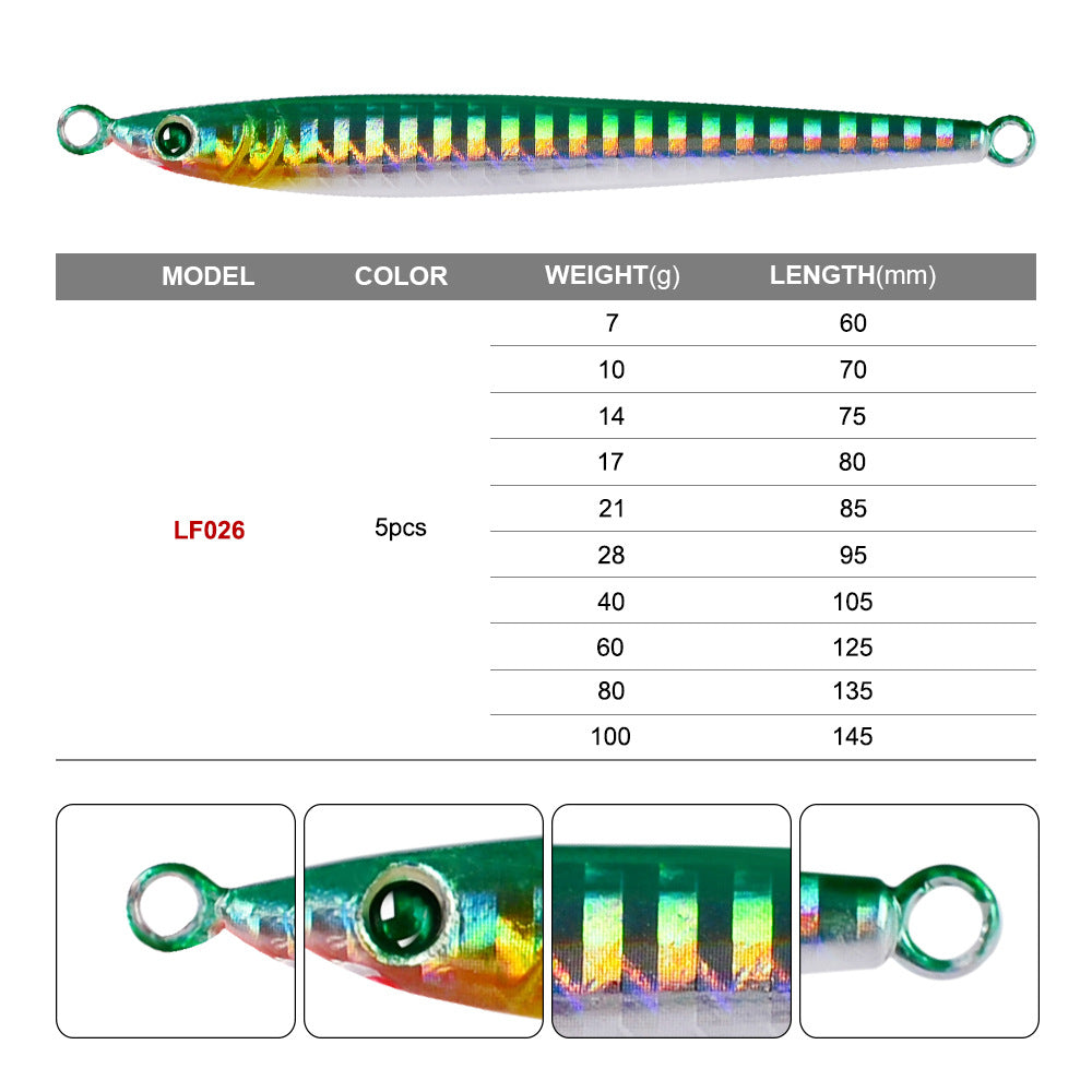 HERCULES Metal Fishing Lures 7g - 100g Luminous Metal Lures Pack of 5pcs HERCULES
