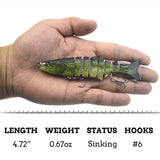 HERCULES 4.72" Multi-jointed Sinking Fishing Lure Swimbait HERCULES