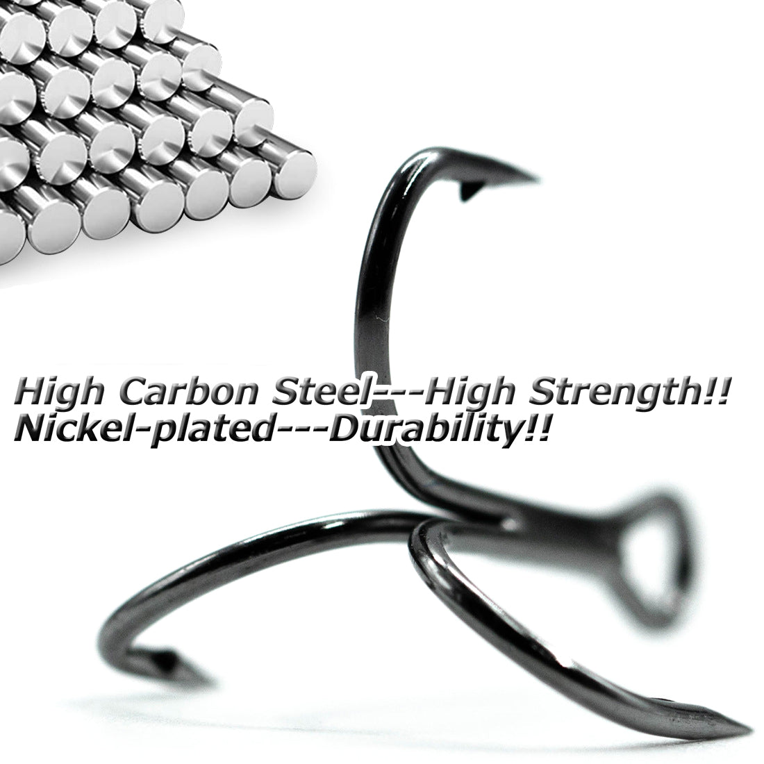 Premium Treble Hooks – 25 Pack, High Carbon Steel, Ultra Sharp HERCULES