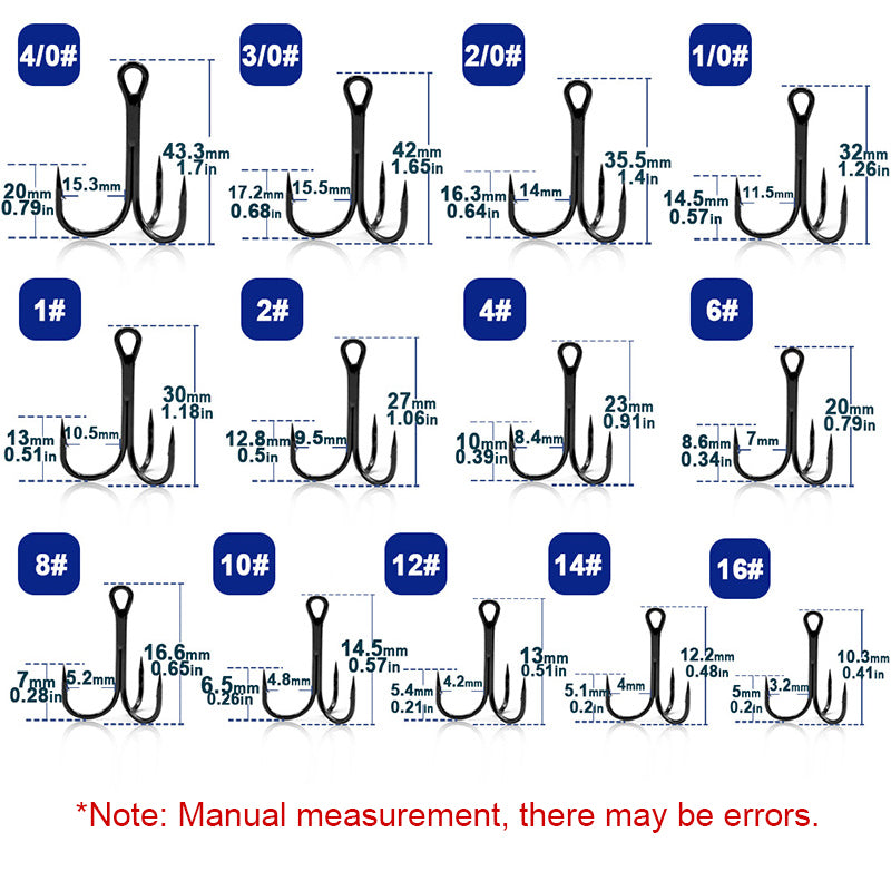 Premium Treble Hooks – 25 Pack, High Carbon Steel, Ultra Sharp HERCULES