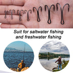 High Carbon Steel Frog Double Hooks – Sharp Barbed Black Fishing Hooks HERCULES