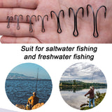 High Carbon Steel Frog Double Hooks – Sharp Barbed Black Fishing Hooks HERCULES