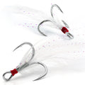 Feathered Treble Hooks – High Carbon Steel Barbed Fishing Hooks with Feathers HERCULES