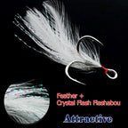 Feathered Treble Hooks – High Carbon Steel Barbed Fishing Hooks with Feathers HERCULES
