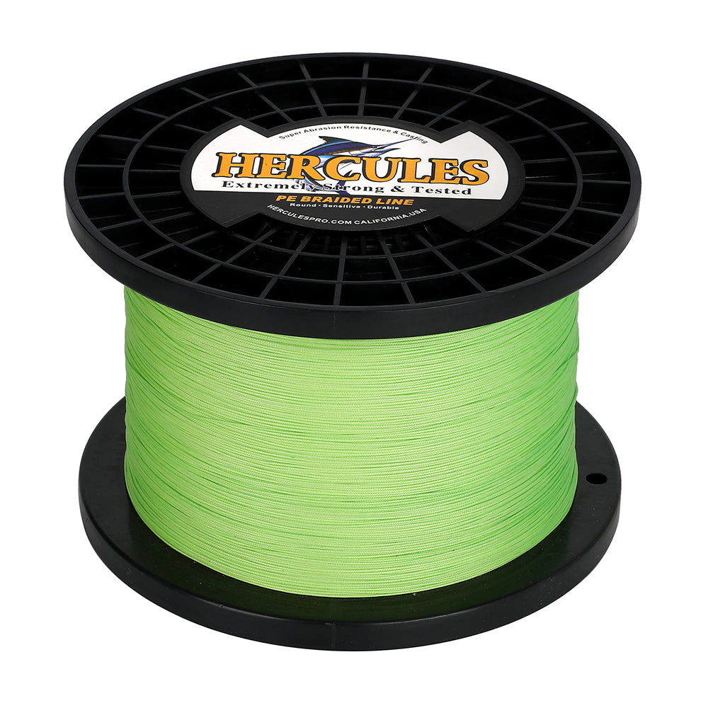 HERCULES Fluorescent Green 12 Strands 10lb-420lb PE Braided Fishing Line 100M-2000M HERCULES