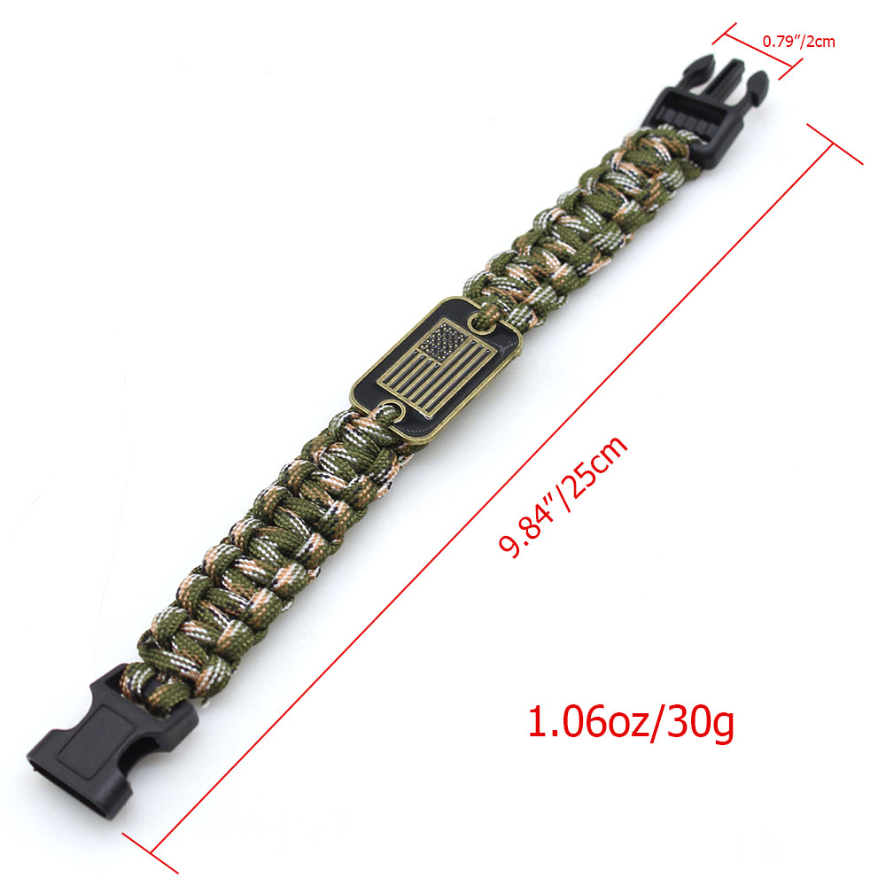 Tactical Survival Bracelet Paracord Bracelet with USA Flag Pack of 2 HERCULES