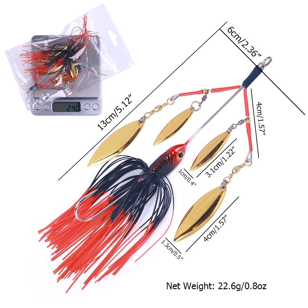 HERCULES Spinner Bait Jig with 4 Willow Leaf Sequins Fishing Lure HERCULES