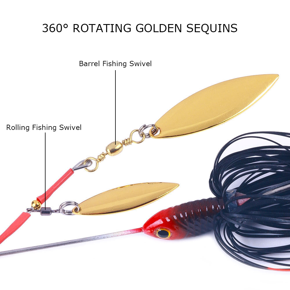 HERCULES Spinner Bait Jig with 4 Willow Leaf Sequins Fishing Lure HERCULES
