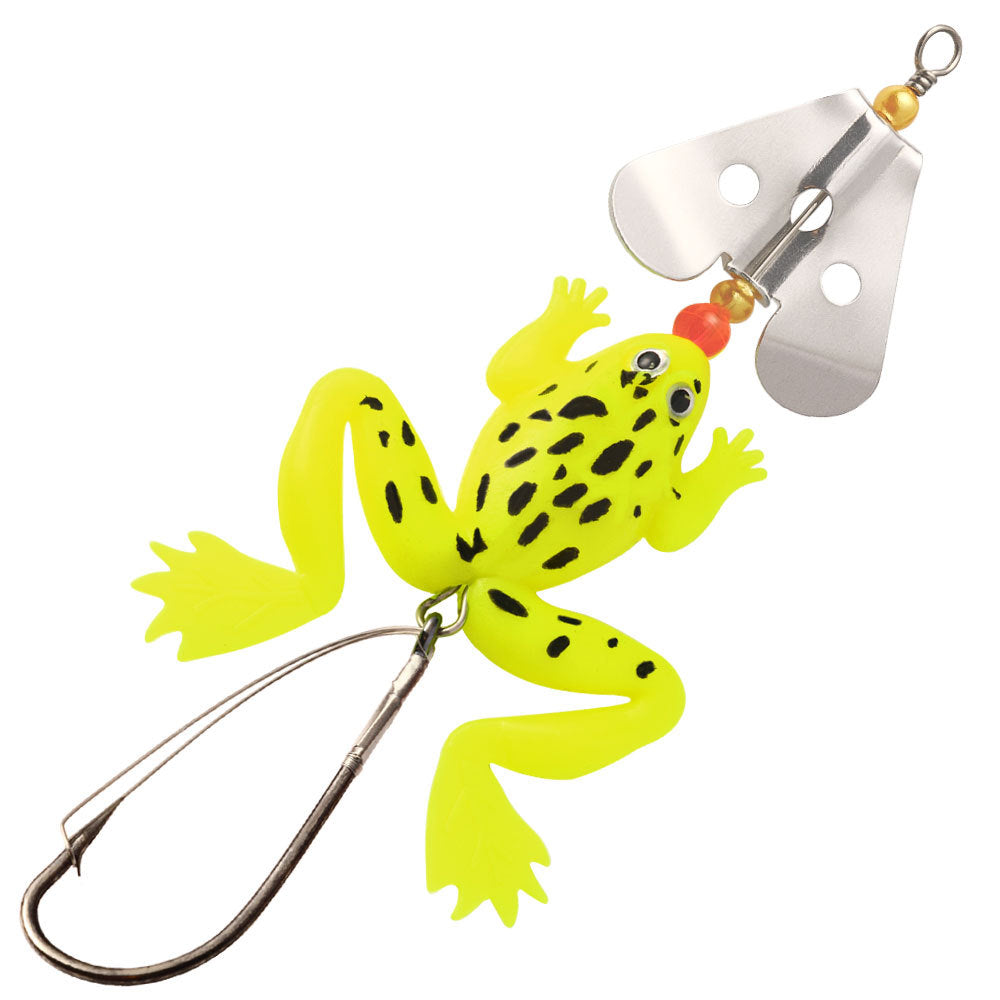 HERCULES Soft Frog Baits Weedless Single Hook with Rotating Metal Sequin Fishing Lure HERCULES