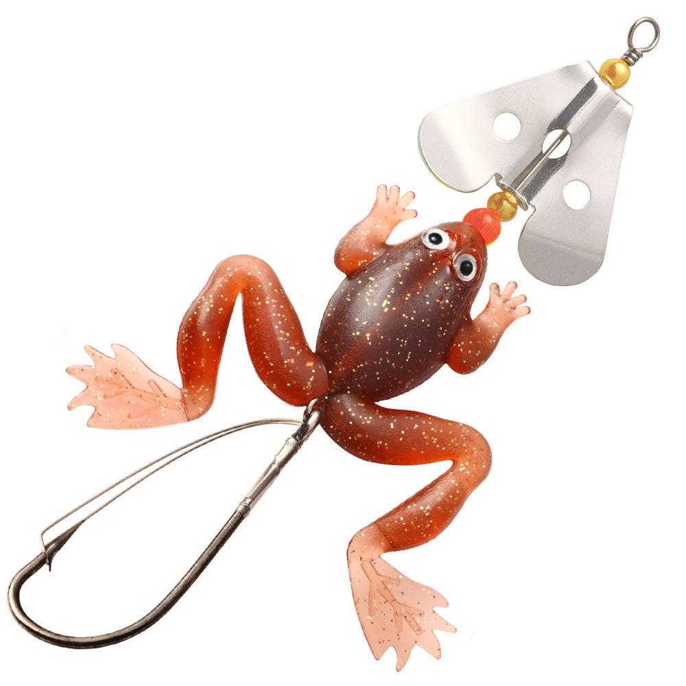 HERCULES Soft Frog Baits Weedless Single Hook with Rotating Metal Sequin Fishing Lure HERCULES