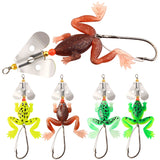 HERCULES Soft Frog Baits Weedless Single Hook with Rotating Metal Sequin Fishing Lure