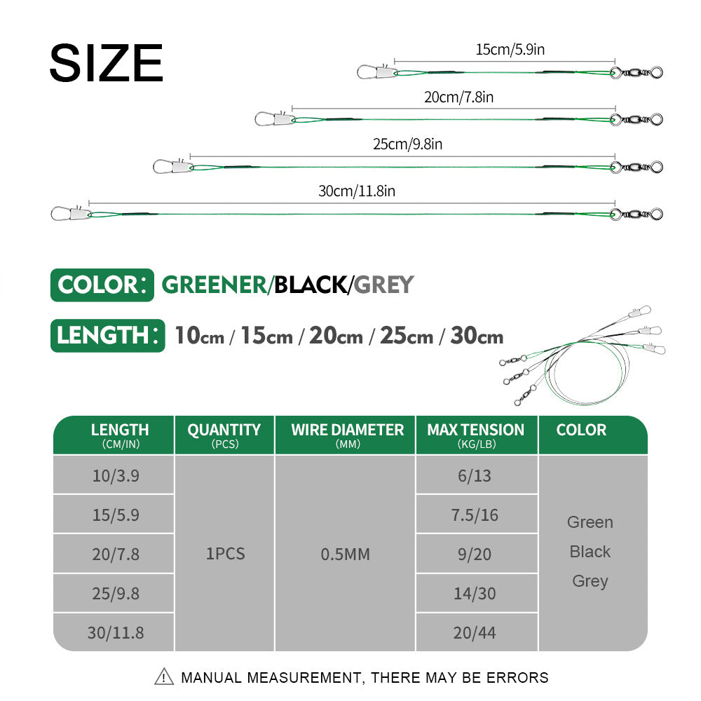 Stainless Steel Fishing Wire Leader with Snap & Swivel HERCULES