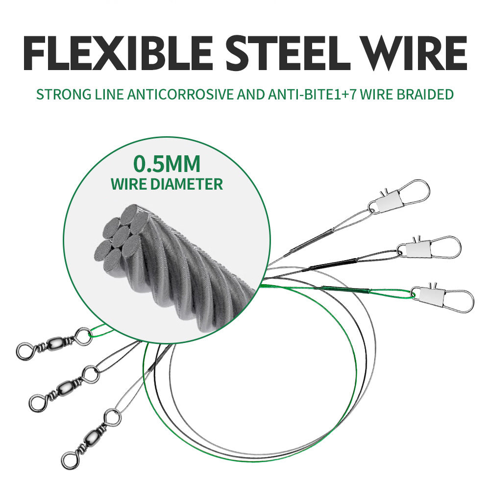Stainless Steel Fishing Wire Leader with Snap & Swivel HERCULES