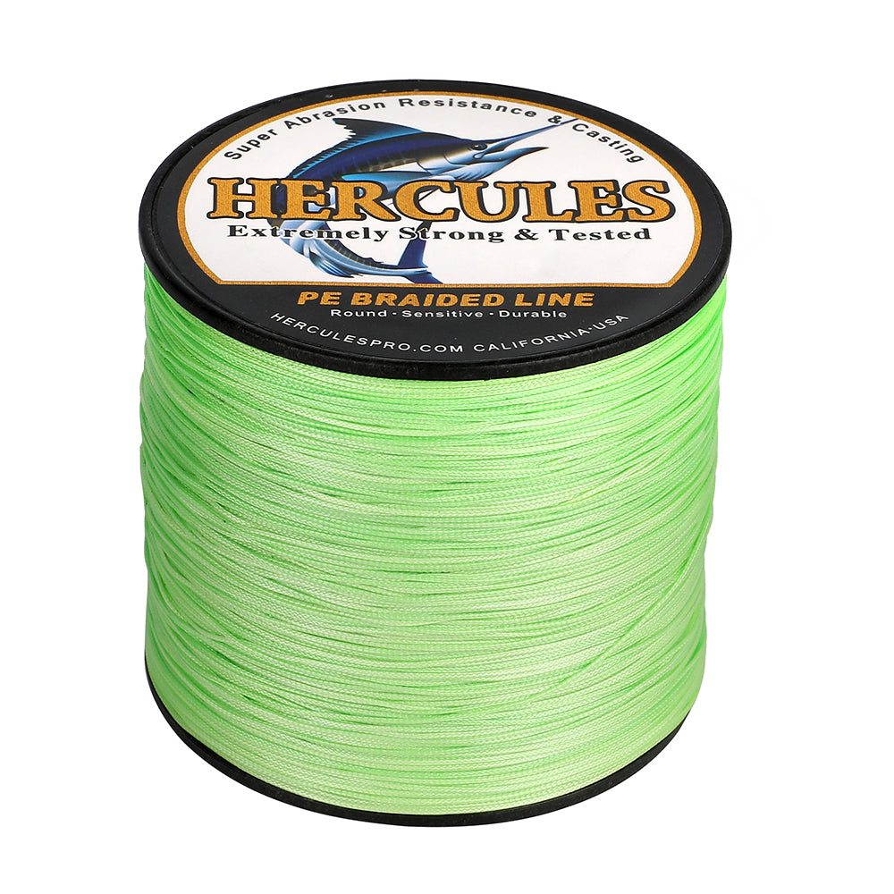 HERCULES Fluorescent Green 12 Strands 10lb-420lb PE Braided Fishing Line 100M-2000M HERCULES