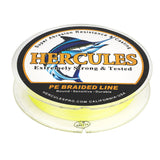 HERCULES Fluorescent Yellow 12 Strands 10lb-420lb PE Braided Fishing Line 100M-2000M HERCULES