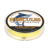 HERCULES Yellow 12 Strands 10lb-420lb PE Braided Fishing Line 100M-2000M HERCULES
